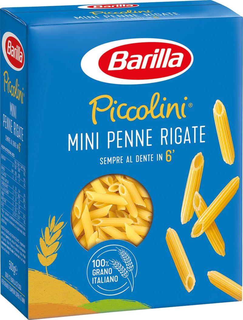 Barilla Pasta Piccolini Mini Penne Rigate 100% Grano Italiano 500 g