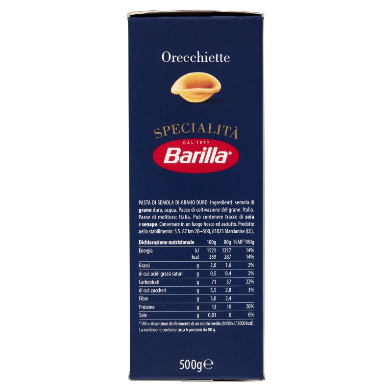 Barilla Pasta Specialità Orecchiette 100% Grano Italiano 500g