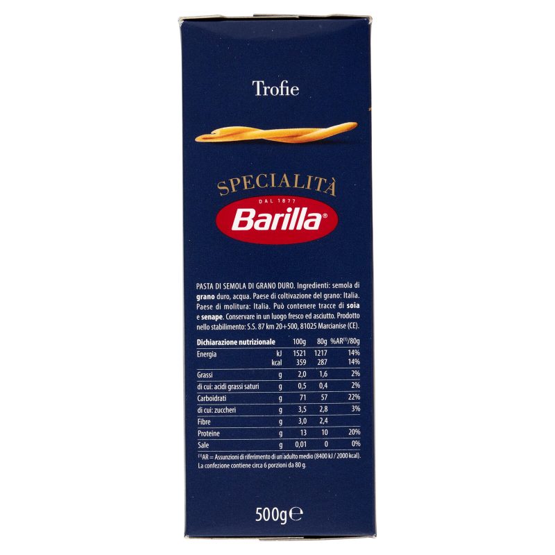 Barilla Pasta Specialità Trofie 100% Grano Italiano 500g