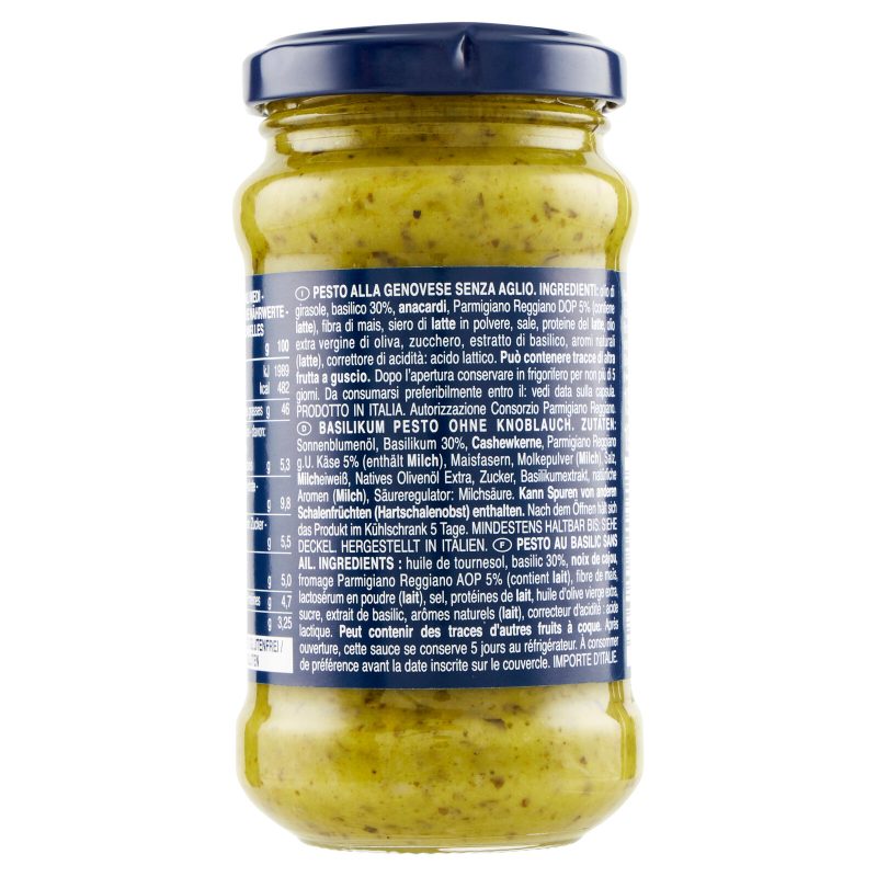 Barilla Pesto alla Genovese senza Aglio Condimento e Sugo per Pasta 190 g