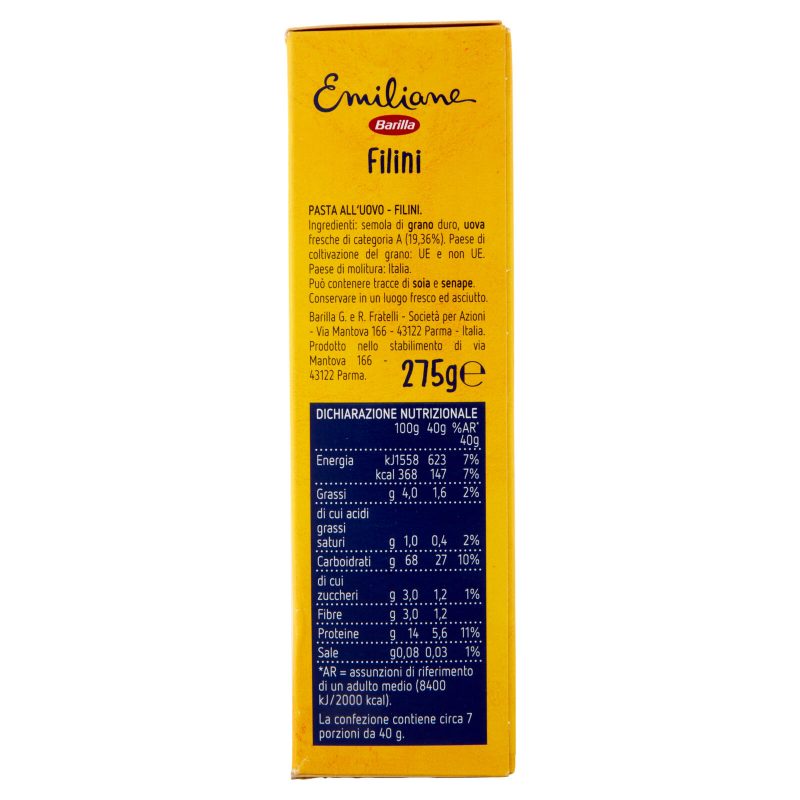 Barilla Emiliane Filini Pasta all'Uovo 275 g