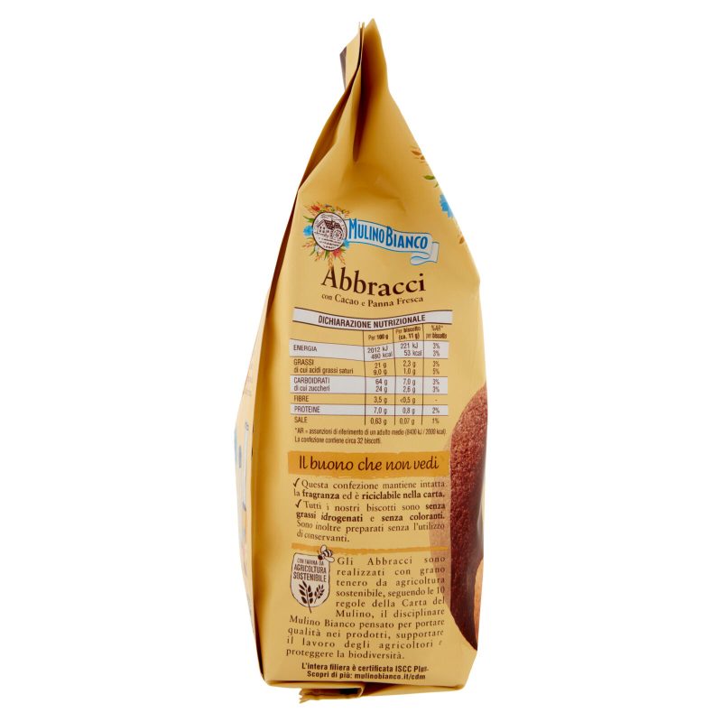 Mulino Bianco Abbracci Biscotti con Cacao e Panna Fresca 350g