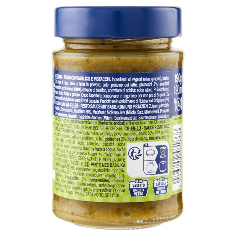 Barilla Pesto Basilico e Pistacchio Condimento e Sugo per Pasta 190 g