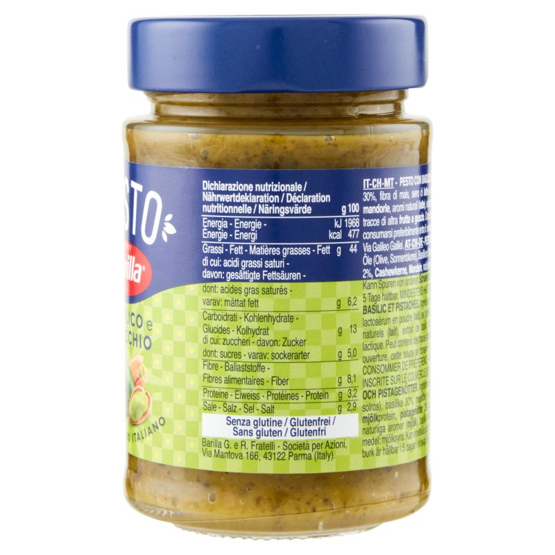 Barilla Pesto Basilico e Pistacchio Condimento e Sugo per Pasta 190 g