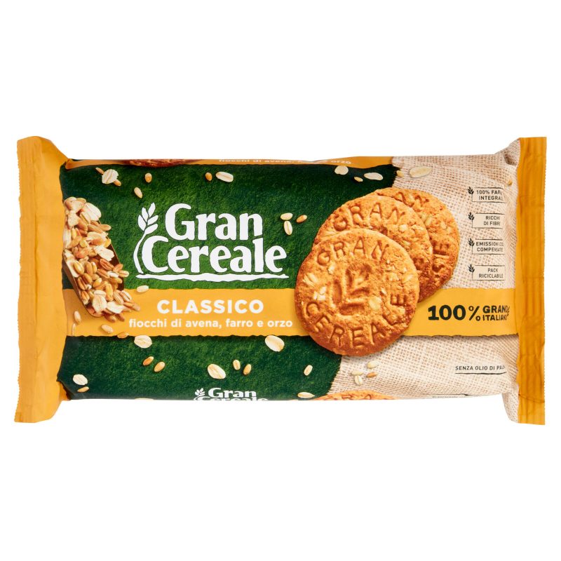 Gran Cereale Biscotti Gran Cereale Classico  Fiocchi di Avena Farro Orzo Tubo 500 g