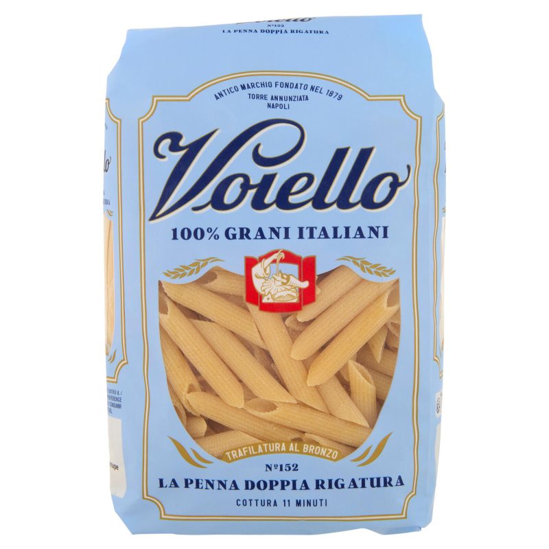 PASTA VOIELLO La Penna Doppia Rigatura n°152 grani 100% italiani Trafilata bronzo 
500g