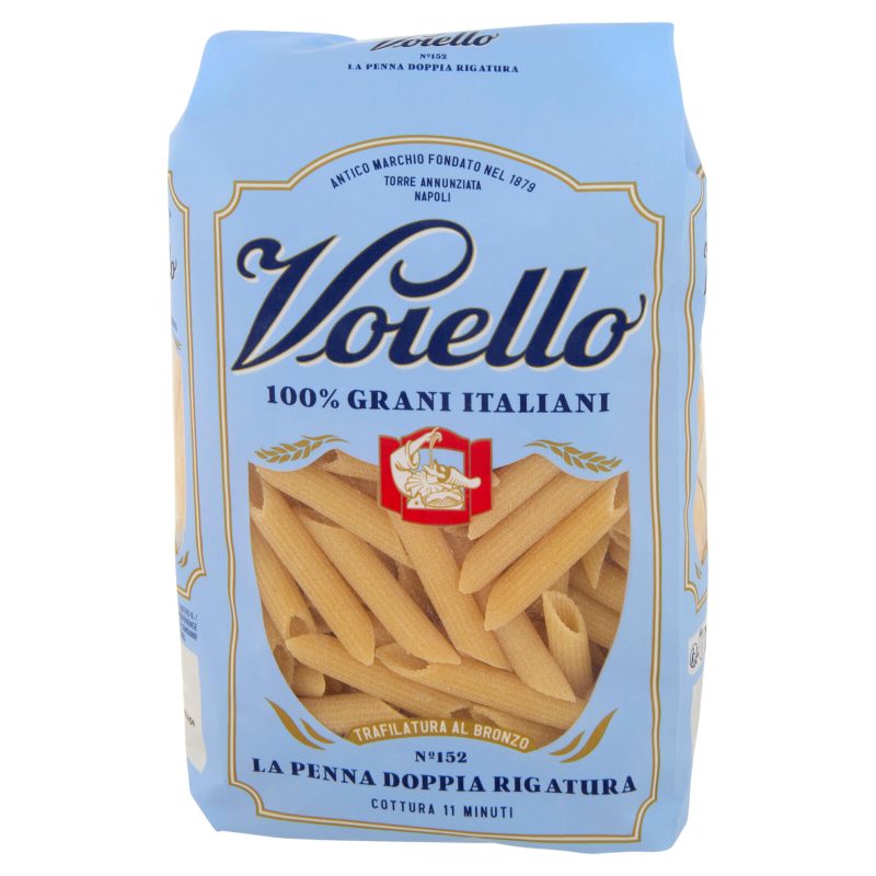 PASTA VOIELLO La Penna Doppia Rigatura n°152 grani 100% italiani Trafilata bronzo 
500g