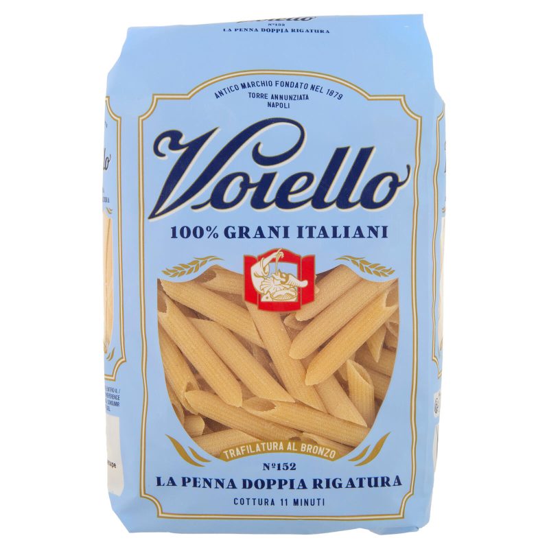 PASTA VOIELLO La Penna Doppia Rigatura n°152 grani 100% italiani Trafilata bronzo 
500g