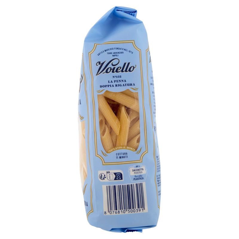 PASTA VOIELLO La Penna Doppia Rigatura n°152 grani 100% italiani Trafilata bronzo 
500g