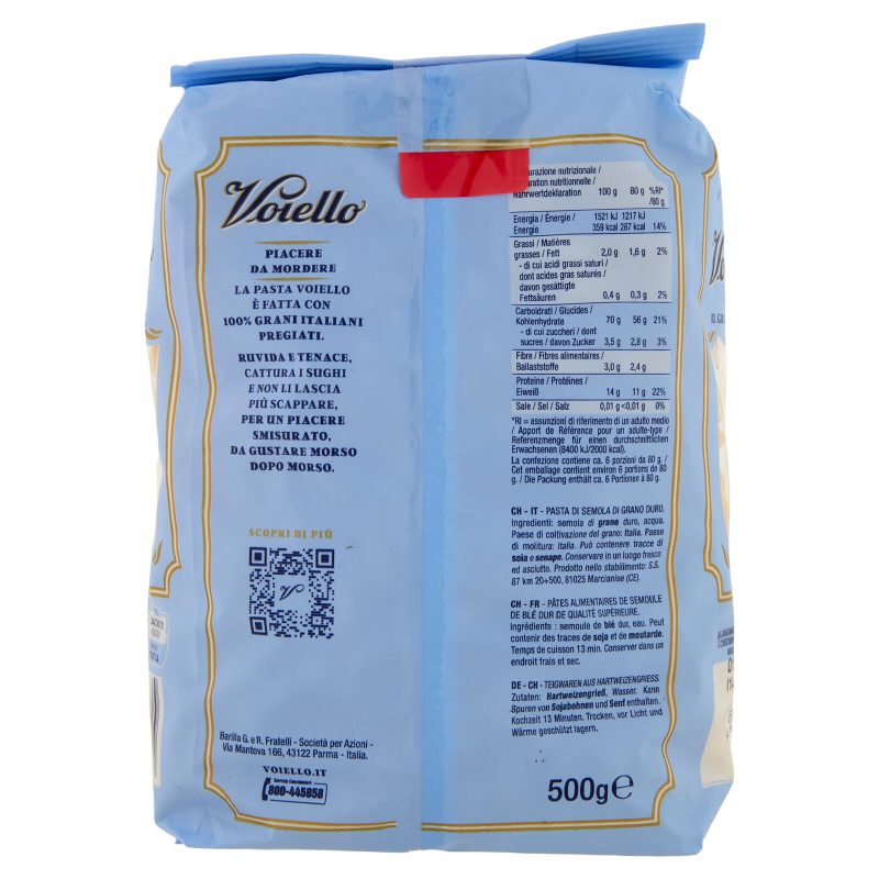 PASTA VOIELLO  Il Granfusillo n°180 grani 100% italiani Trafilata bronzo 
500g