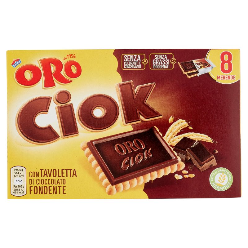 Oro Ciok biscotto con Tavoletta di Cioccolato fondente - 8 x 25 g