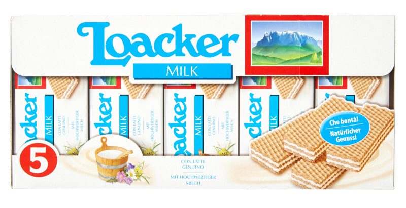 Loacker Classic Alpine Milk Wafer con crema al Latte Alpino non OGM Wafers 45gx5