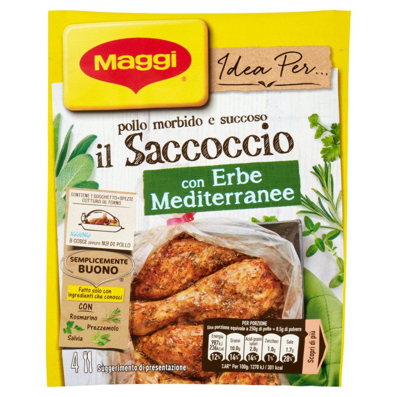 MAGGI il Saccoccio con Erbe Mediterranee Sacchetto e spezie per Pollo al Forno 1 pezzo 34 g