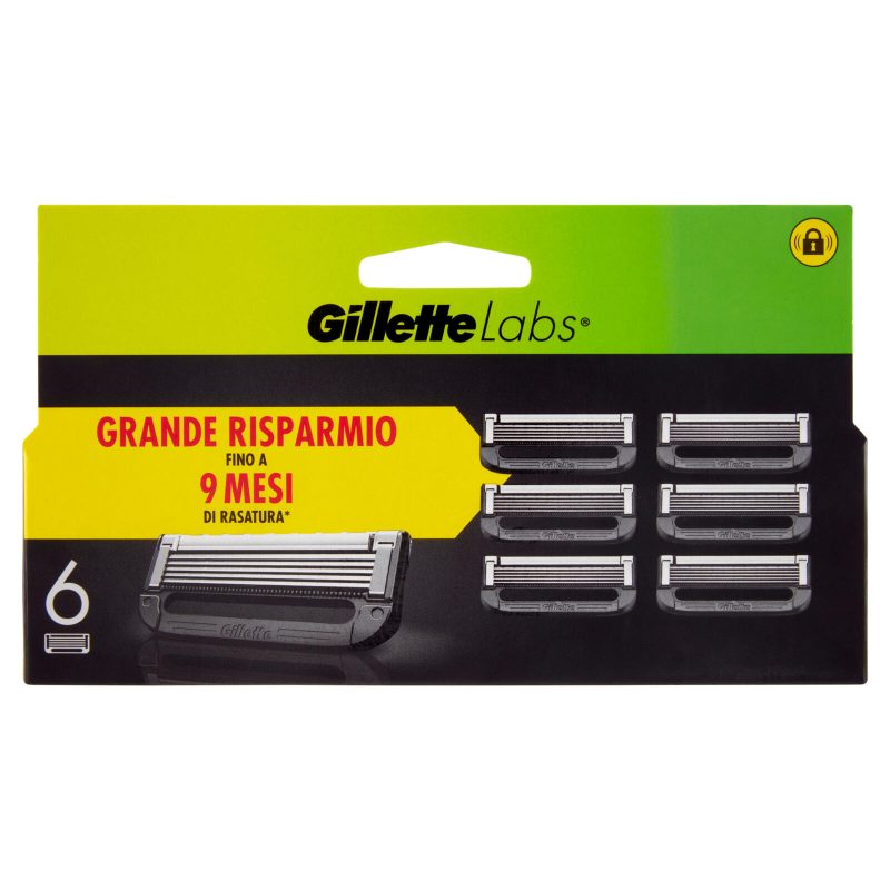 Gillette Lamette di Ricambio per Rasoio da Uomo Labs, 6 Ricariche