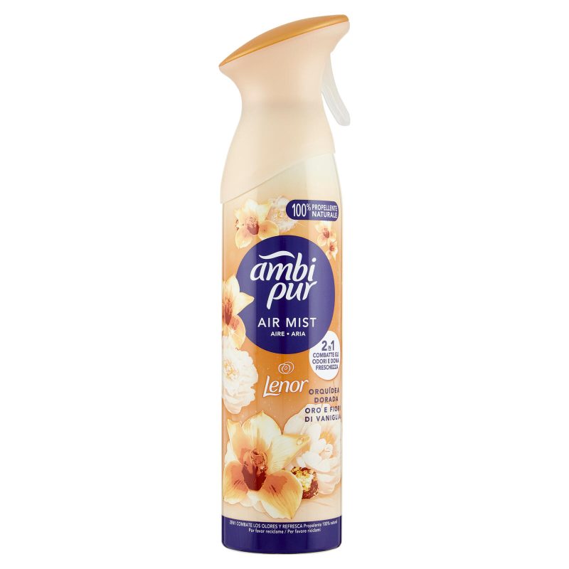 Ambi Pur Profumatore per Ambienti Deodorante Spray, Oro e Fiori di Vaniglia 185 ml