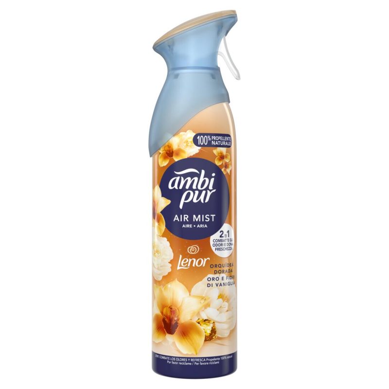 Ambi Pur Profumatore per Ambienti Deodorante Spray, Oro e Fiori di Vaniglia 185 ml