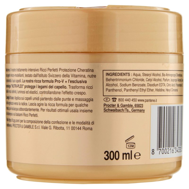 Pantene Pro-V Nutri-plex Maschera Protezione Cheratina Ricci Perfetti 300 ml