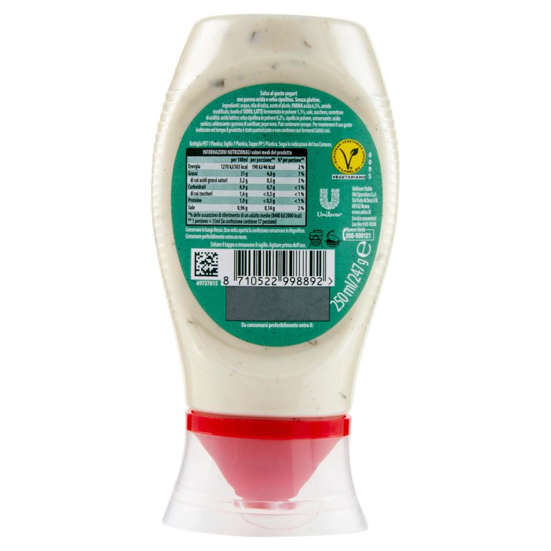 Calvé Salsa al Gusto Yogurt Panna Acida e Erba Cipollina 250 ml