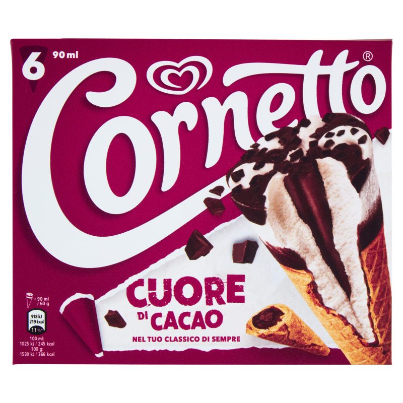 Cornetto Algida Cuore di Cacao 6 Gelati 360 g