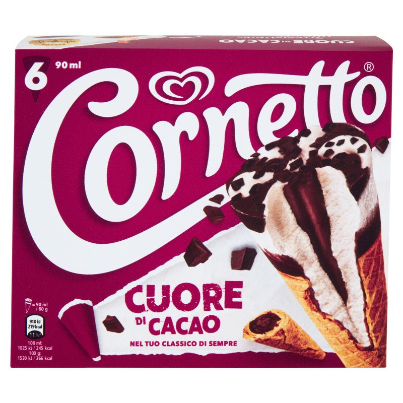 Cornetto Algida Cuore di Cacao 6 Gelati 360 g