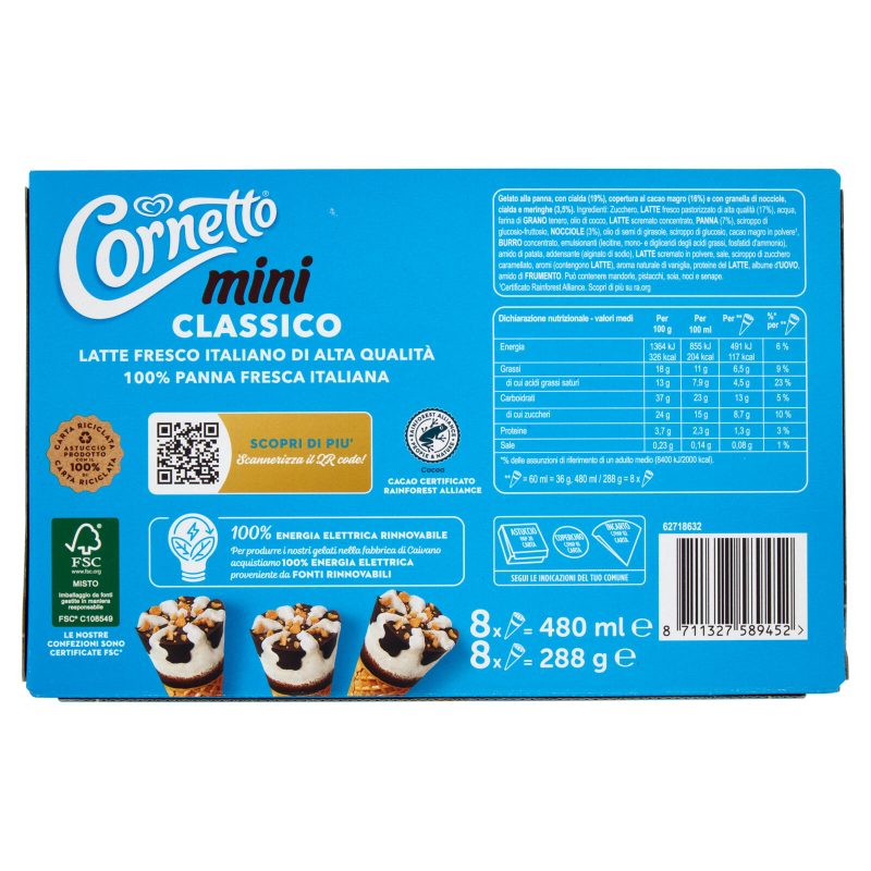 Cornetto Algida mini Classico 8 Gelati 288 g