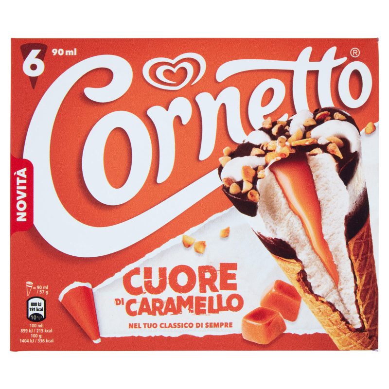 Cornetto Algida Cuore di Caramello 6 Gelati 342 g