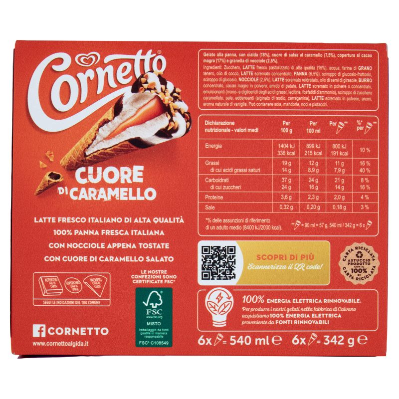 Cornetto Algida Cuore di Caramello 6 Gelati 342 g