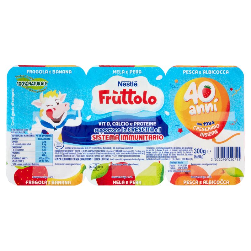 Nestlé Fruttolo Fragola e Banana - Mela e Pera - Pesca e Albicocca 6x50 g