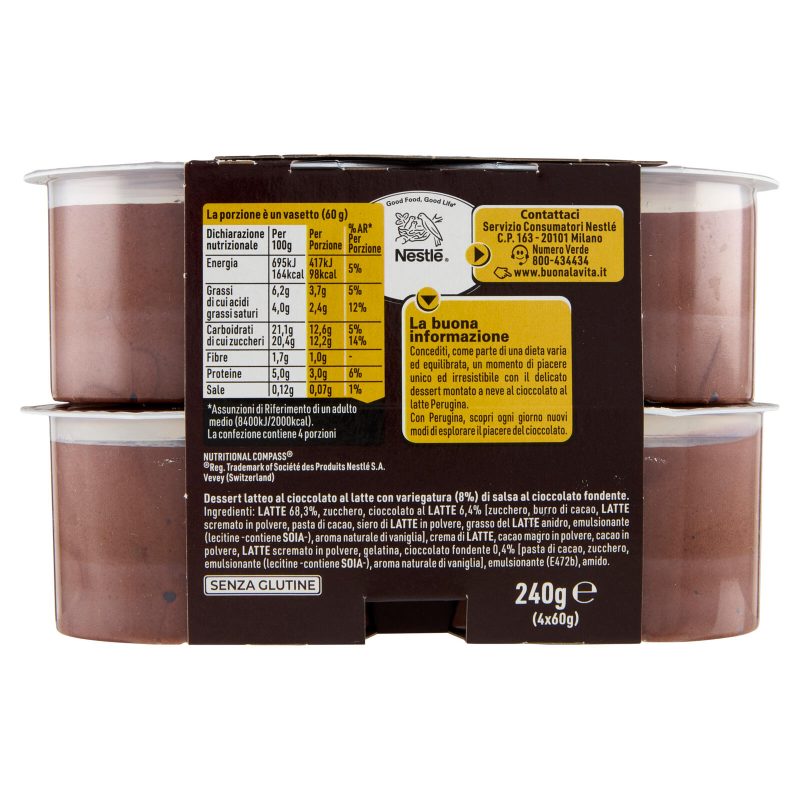 PERUGINA Nuvole Mousse Cioccolato al Latte 4 x 60 g