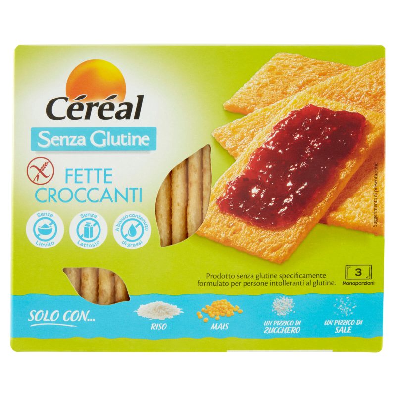 Céréal Fette Croccanti, con mais e riso, senza Glutine, Senza Lattosio, Senza Lievito 125 g