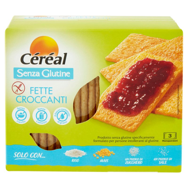 Céréal Fette Croccanti, con mais e riso, senza Glutine, Senza Lattosio, Senza Lievito 125 g