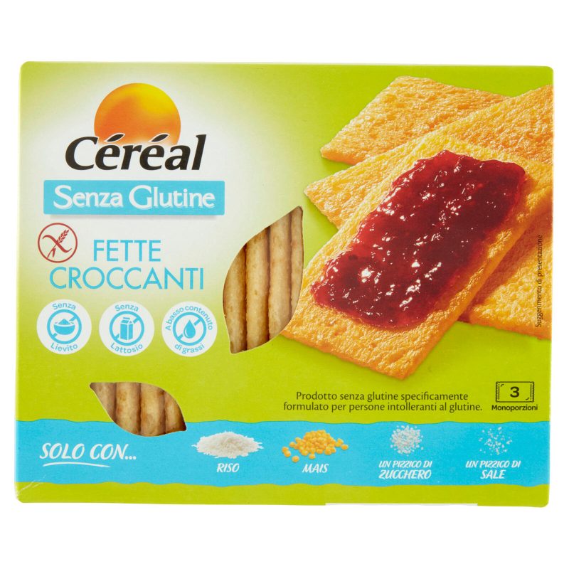 Céréal Fette Croccanti, con mais e riso, senza Glutine, Senza Lattosio, Senza Lievito 125 g