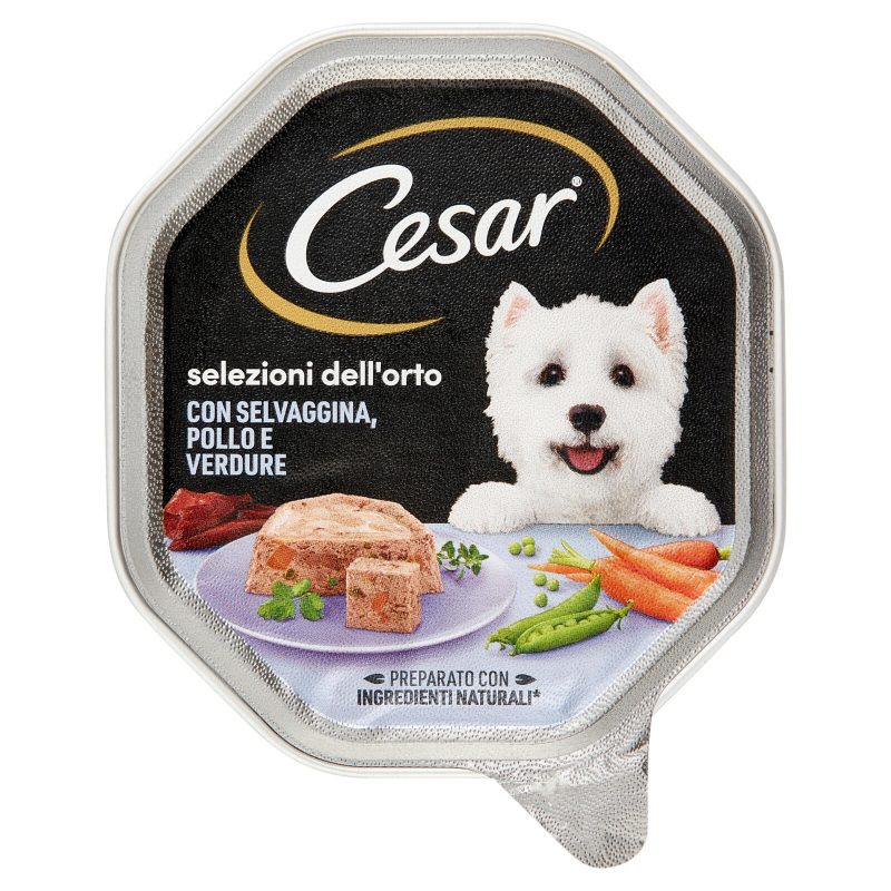 Cesar Selezione dell'Orto Cibo Umido Cane in Vaschetta con Selvaggina, Pollo e Verdurine 150 g