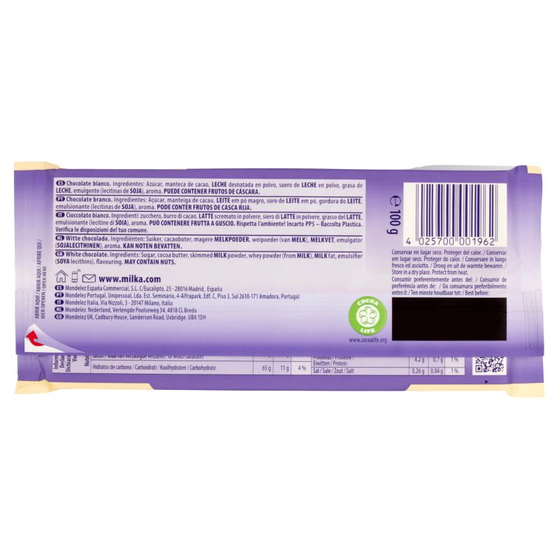 Milka Bianco, tavoletta di cioccolato bianco - 100g