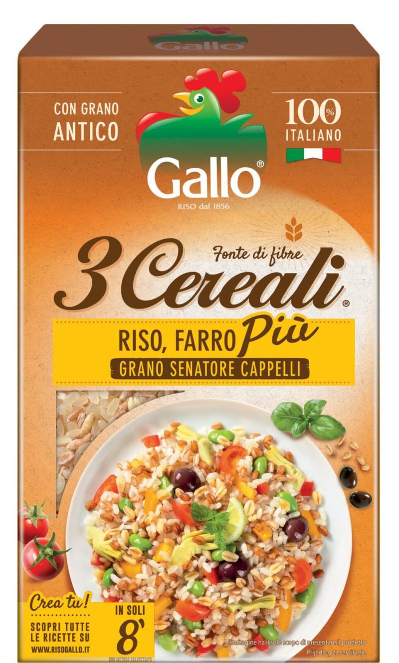 Gallo 3 Cereali Riso, Farro Più Grano Senatore Cappelli 800 g