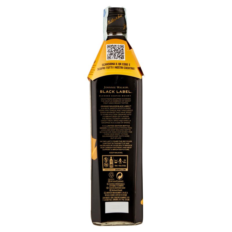 Johnnie Walker Black Blended Scotch Whisky Keep Walking Icons Bottle Design 700 ml