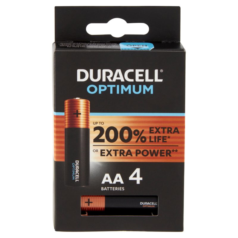 Duracell Optimum AA Batterie Stilo Alcaline 1.5 V LR06 MX1500 confezione da 4 Pile Duracell