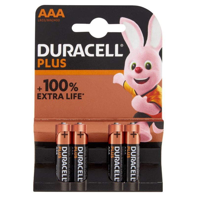 Duracell Plus AAA Batterie Ministilo Alcaline 1.5V LR03 MN2400 confezione da 4 Pile Duracell