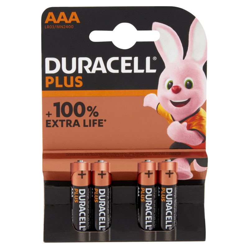 Duracell Plus AAA Batterie Ministilo Alcaline 1.5V LR03 MN2400 confezione da 4 Pile Duracell