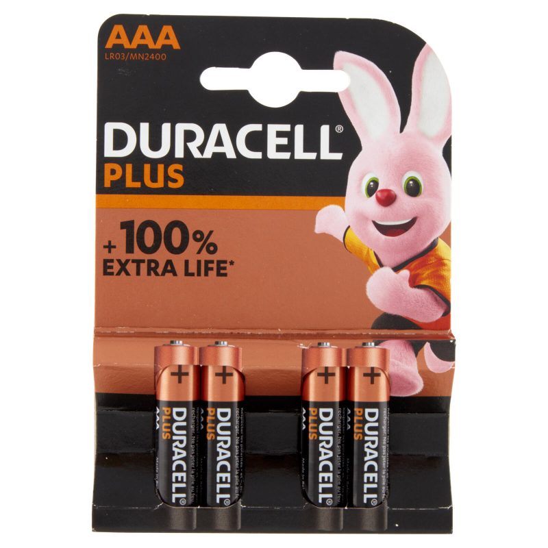 Duracell Plus AAA Batterie Ministilo Alcaline 1.5V LR03 MN2400 confezione da 4 Pile Duracell