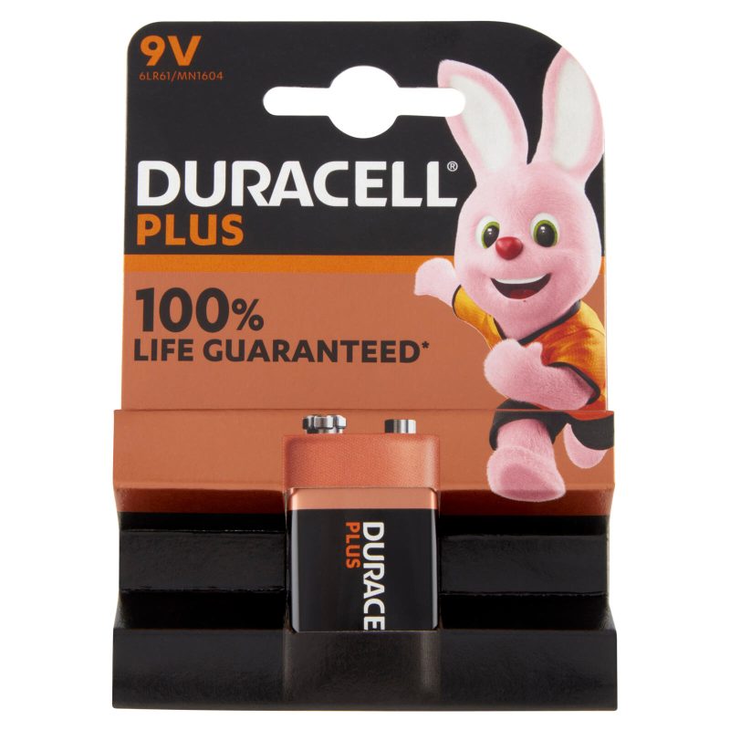 Duracell Plus 9V Batteria Alcalina 9V 6LR61 MX1604 pacco da 1 pila ideale per rilevatore di fumo