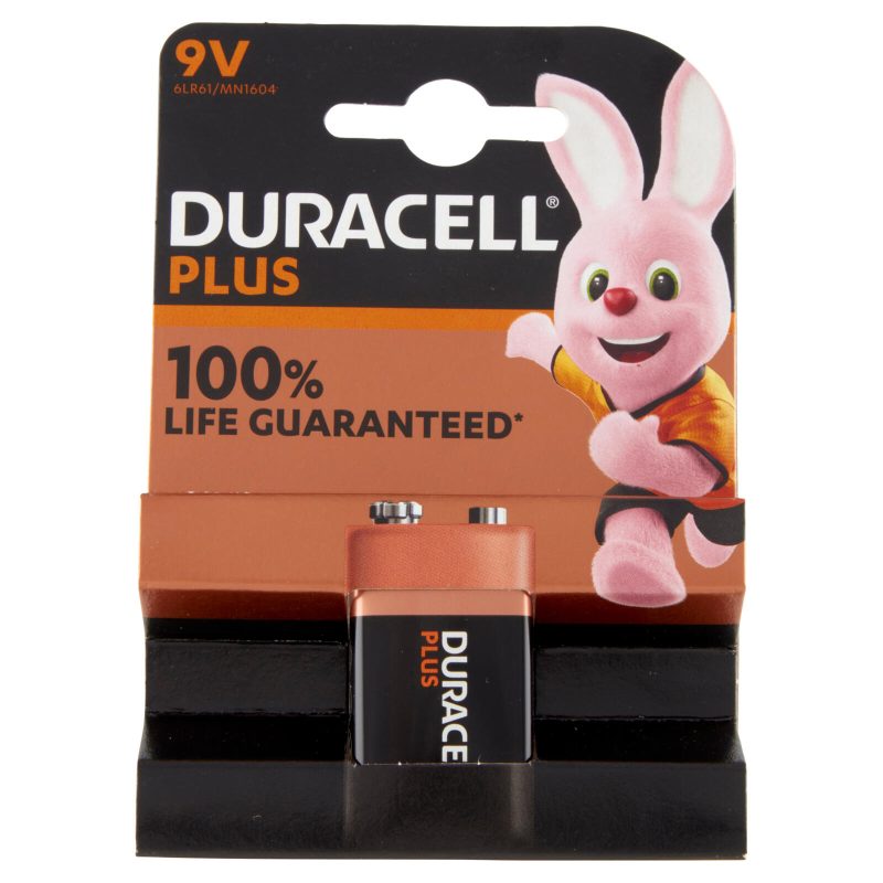 Duracell Plus 9V Batteria Alcalina 9V 6LR61 MX1604 pacco da 1 pila ideale per rilevatore di fumo