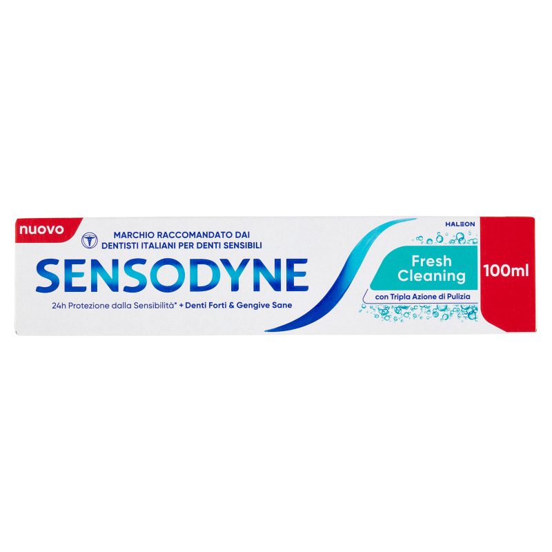 Sensodyne Dentifricio Fresh Cleaning per Denti Sensibili, Tripla Azione di Pulizia 100 ml