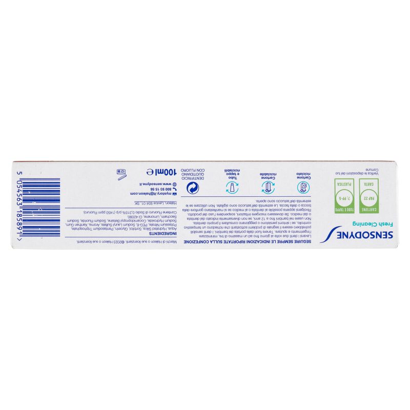 Sensodyne Dentifricio Fresh Cleaning per Denti Sensibili, Tripla Azione di Pulizia 100 ml