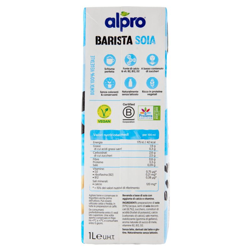 Alpro Barista Soia, Bevanda Vegetale, Schiuma Perfetta, Senza Lattosio, Senza Conservanti, 1l