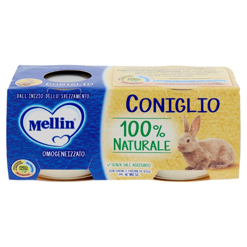 Mellin Coniglio 100% Naturale Omogeneizzato 2 x 80 g