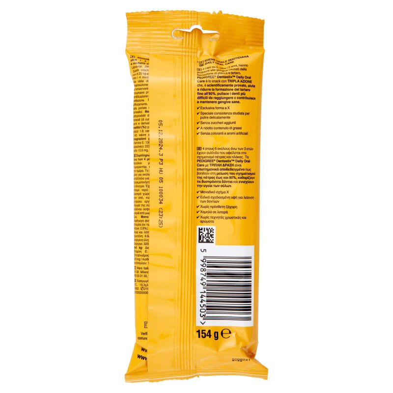 Pedigree Dentastix Snack per igiene orale Cane Grande 4 Pezzi 154 g