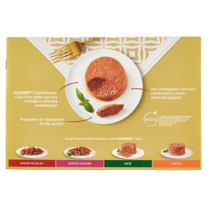 PURINA GOURMET Gold Mousse Manzo / Pesce dell'Oceano / Fegato / Tacchino 12 x 85 g