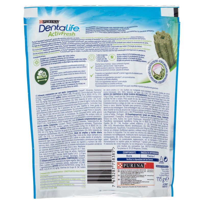 PURINA DENTALIFE ActivFresh Taglia Medium busta 5 Sticks 115 g