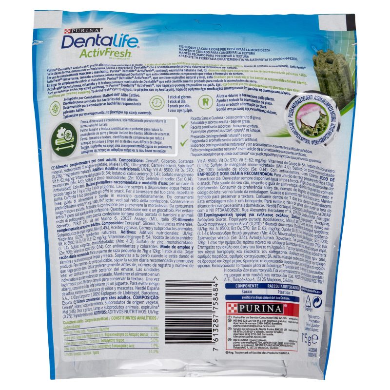 PURINA DENTALIFE ActivFresh Taglia Small busta 7 Sticks 115 g